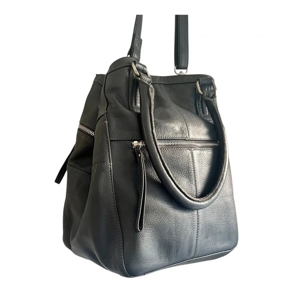 THE DAY & MOOD HANNAH BAG leather Anthropologie dual Handle removable strap Grey